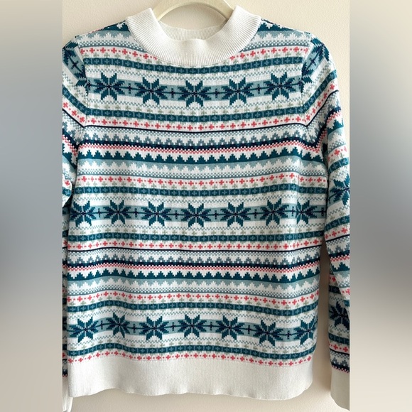 Talbots Petites Fair Isle Mockneck Pullover Sweater, Size Medium - Picture 4 of 15